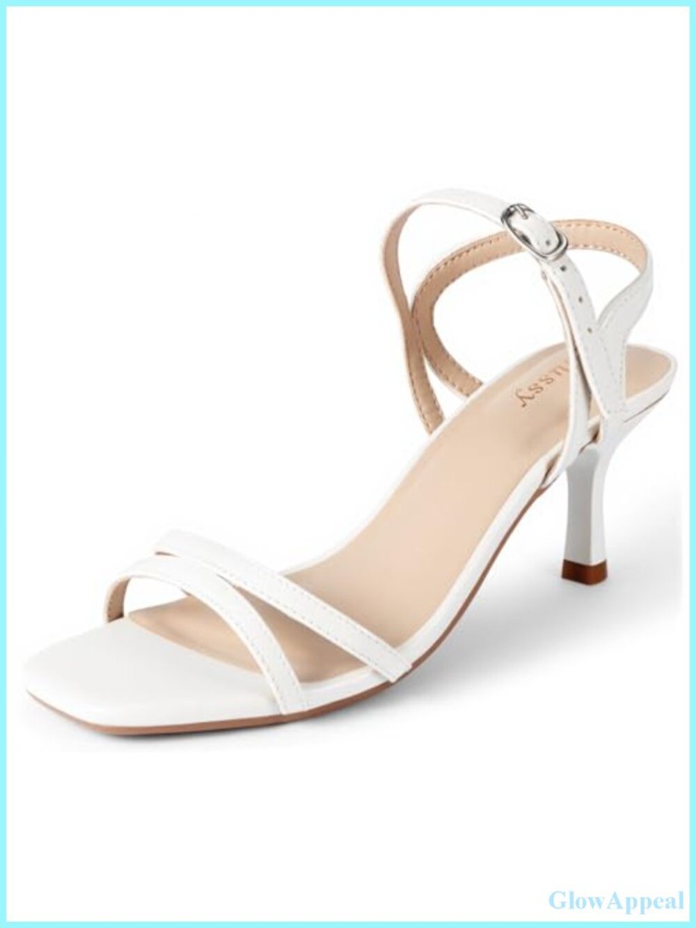 Kitten Heel Sandals Square Open Toe Ankle Strappy Low Heels Faux Leather